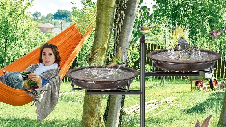 The spacious VeyFolzin.st metal birdbath available from Amazon