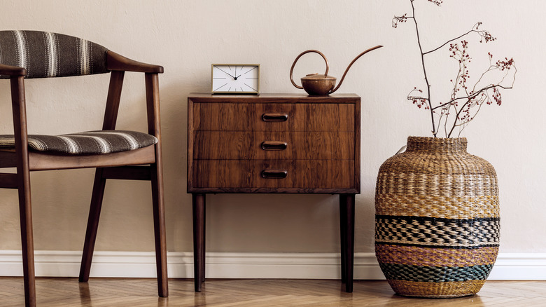 modern room with stylish basket