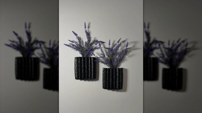 DIY wall vases made from a Dollar Tree swimming pool noodle booster.