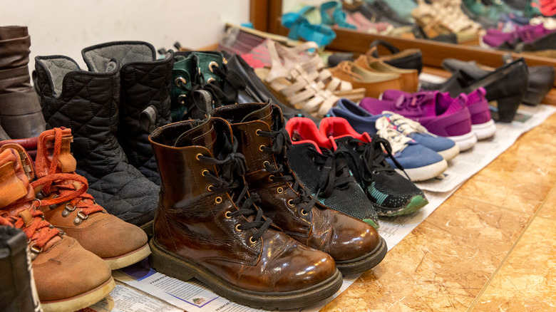 shoes lined up on floor