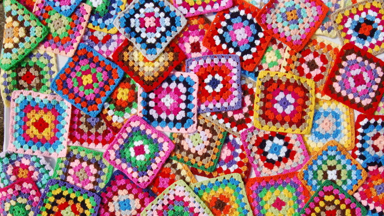 crocheted granny squares