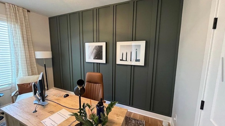 Pewter Green on accent wall in office