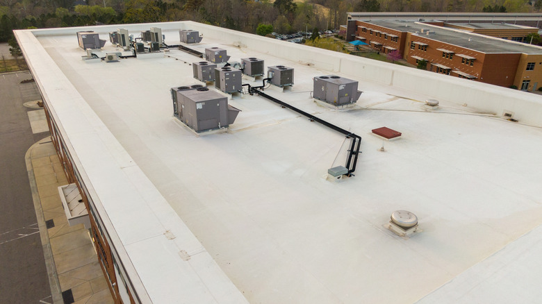 white roof with a single-ply membrane
