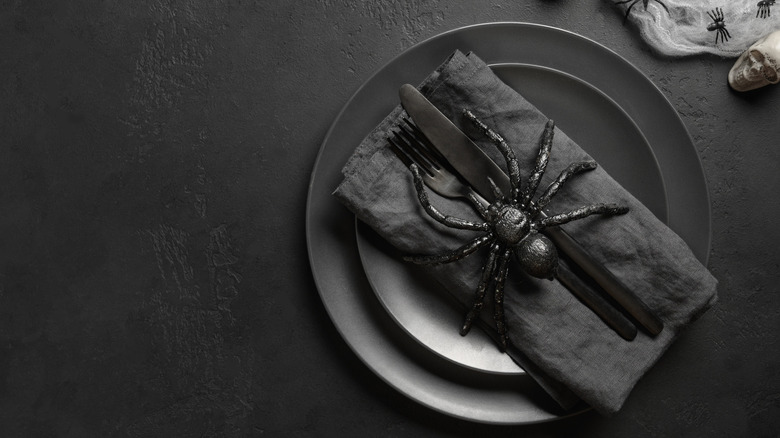 all black Halloween table
