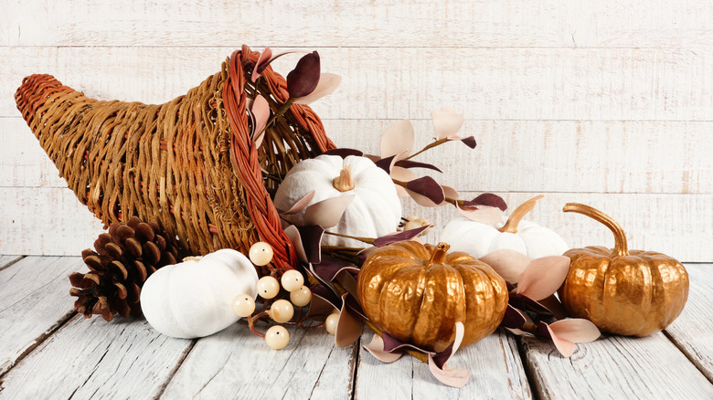 Pumpkin Cornucopia centerpiece