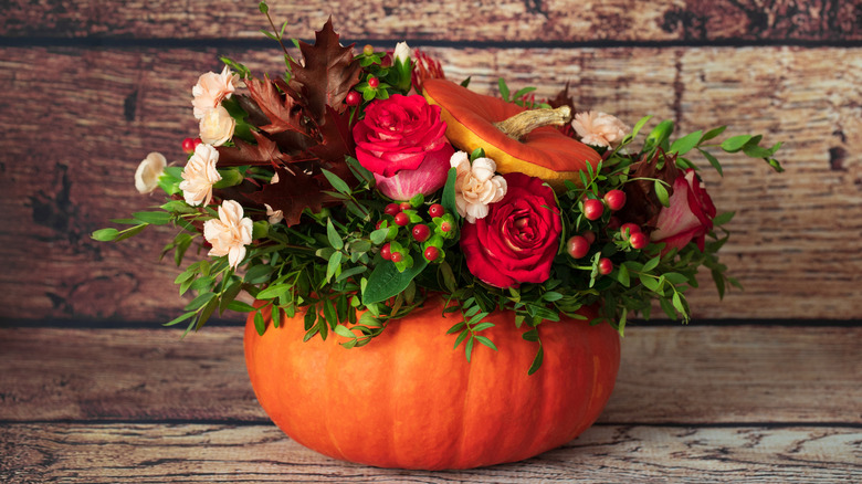 flower pumpkin bouquet