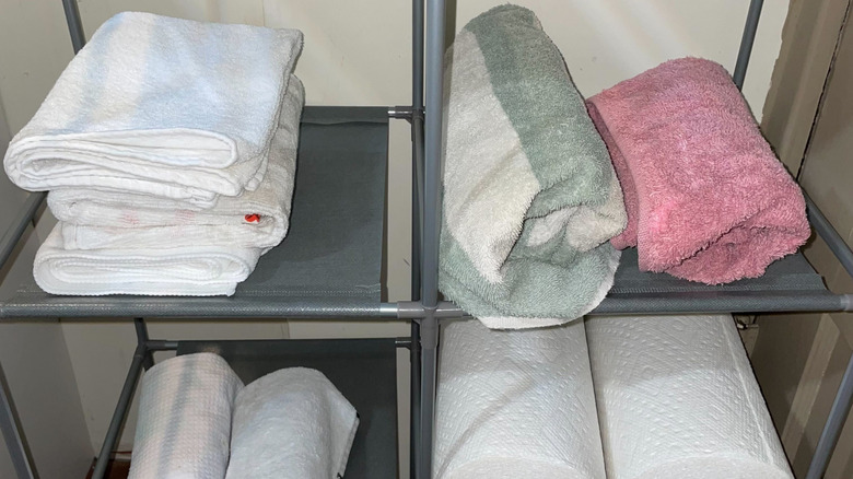towels in cube storage