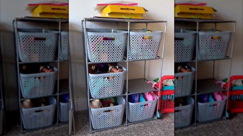 A 6-Cube Storage Rack used to store toys