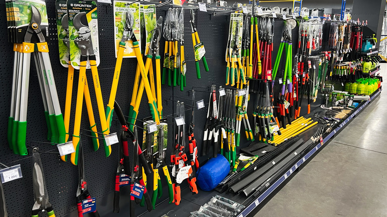 The gardening aisle of a home improvement store