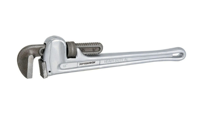 Pittsburgh's 18 inch Aluminum Pipe Wrench on a white background
