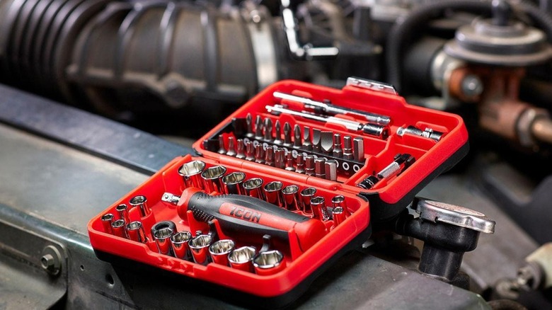 A close-up of a Harbor Freight Icon tool set