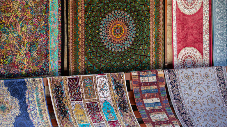 A variety of tapestries on display