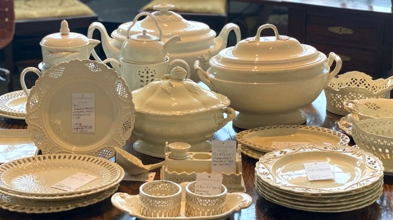 A collection of antique English creamware.