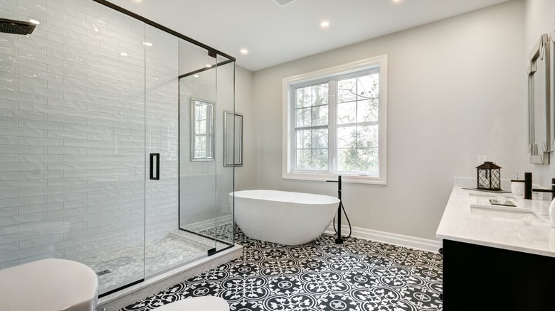 Basement bathroom with window 