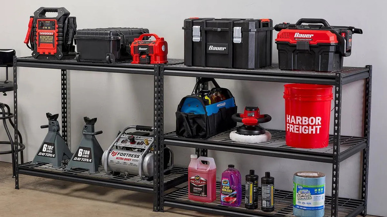 The U.S. General 5-Tier heavy duty garage shelving from Harbor Freight