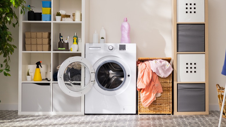 washing machine with open door