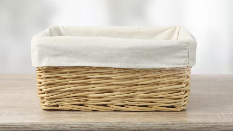 small basket sitting on countertop