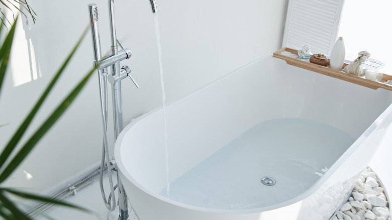 bathtub filled with water