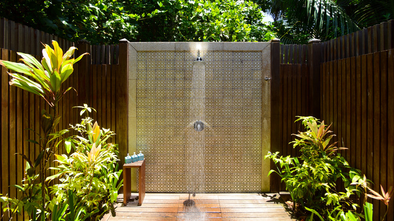 Beautiful outdoor shower tropical feel 