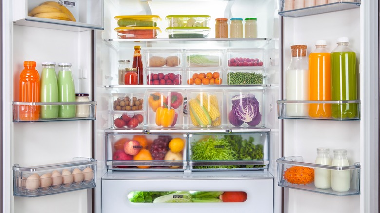 well organized fridge with containers