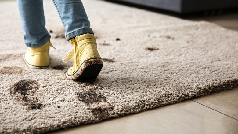 dirty shoes on carpet