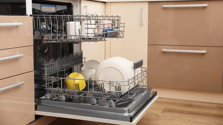 full dishwasher in kitchen
