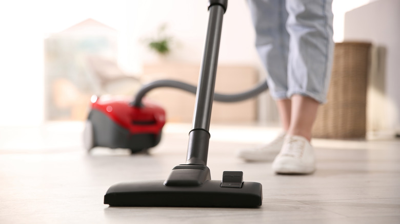 woman vacuuming