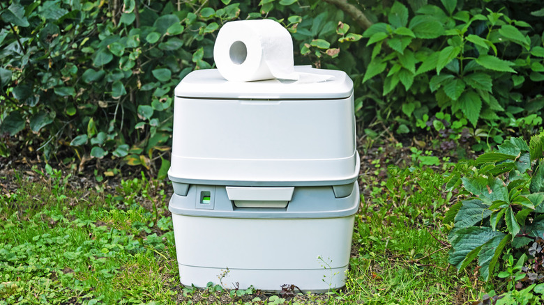 Composting toilet outside