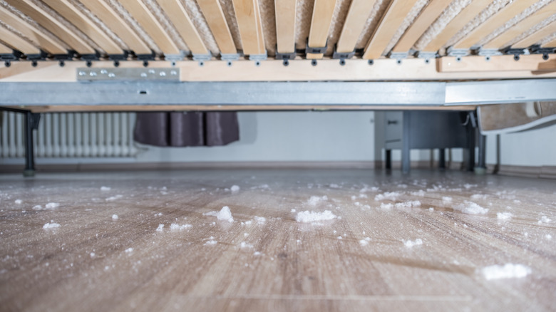 Dust and dirt under a bed