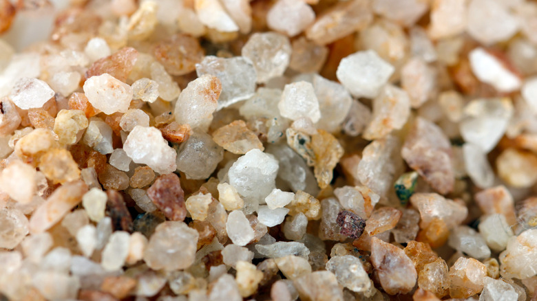 Close-up shot of quartz sand particles