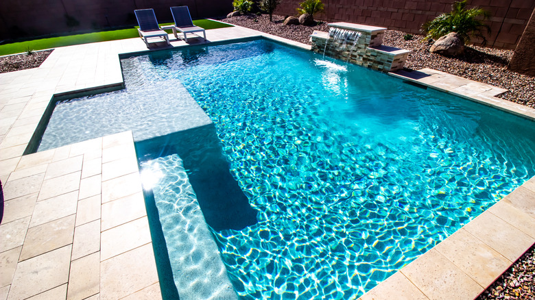 pool bench and shallow area 