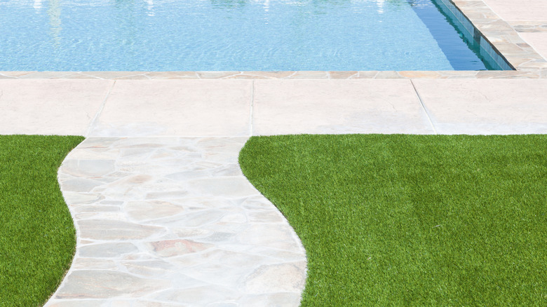 grass leading to pool 