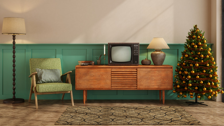 TV set on a vintage cabinet