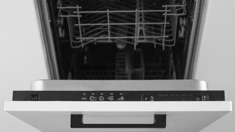 Dishwasher door open, view above