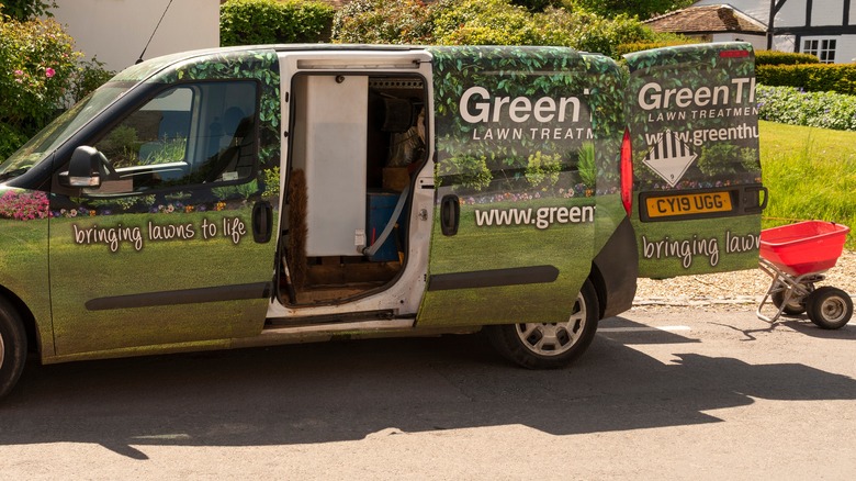 Lawn care professional van