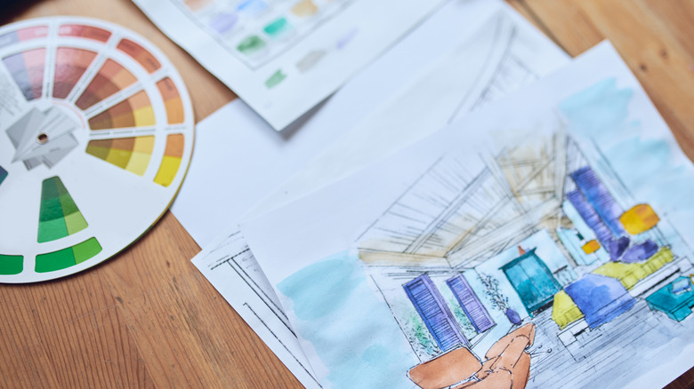 color wheel and interior design plans
