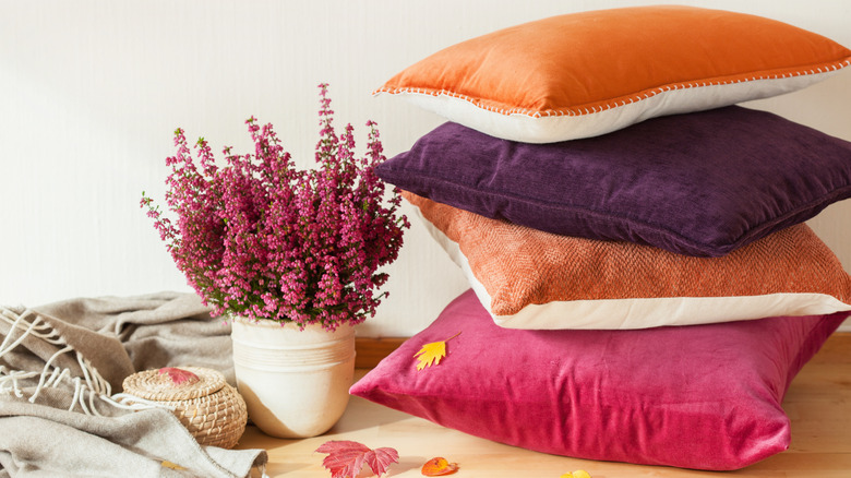 pile of colorful throw pillows