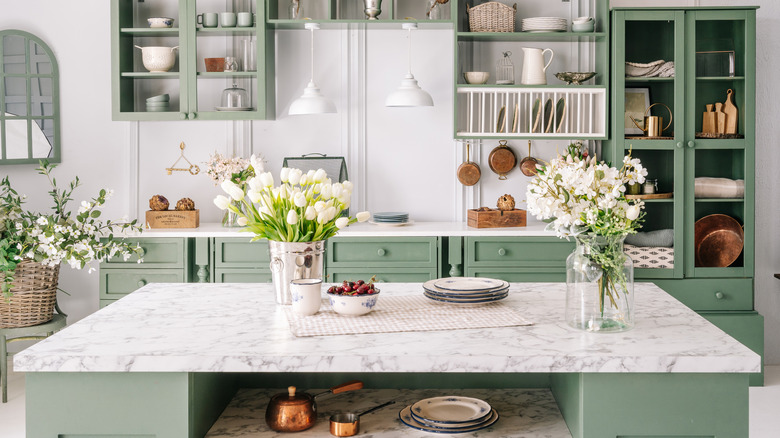 Kitchen with marble countertop