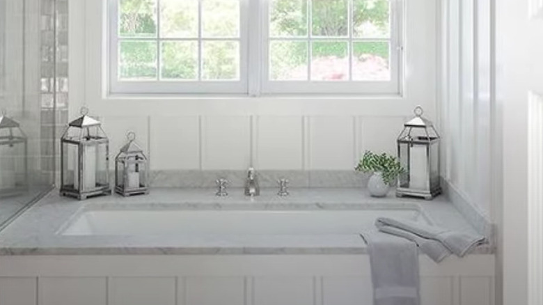 small built-in bath