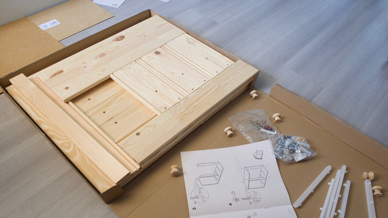 Ikea cabinet being built