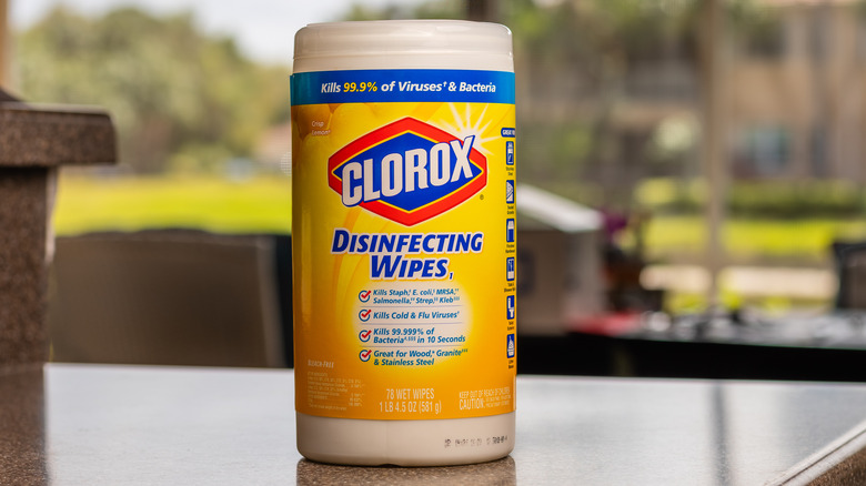 clorox wipes on a counter