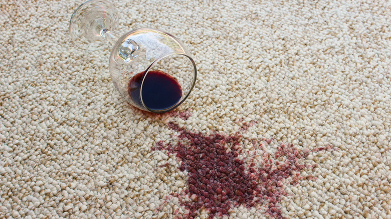 dropped wine glass making stain on carpet
