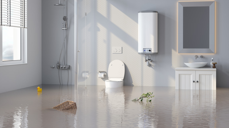 Leaking toilet floods bathroom