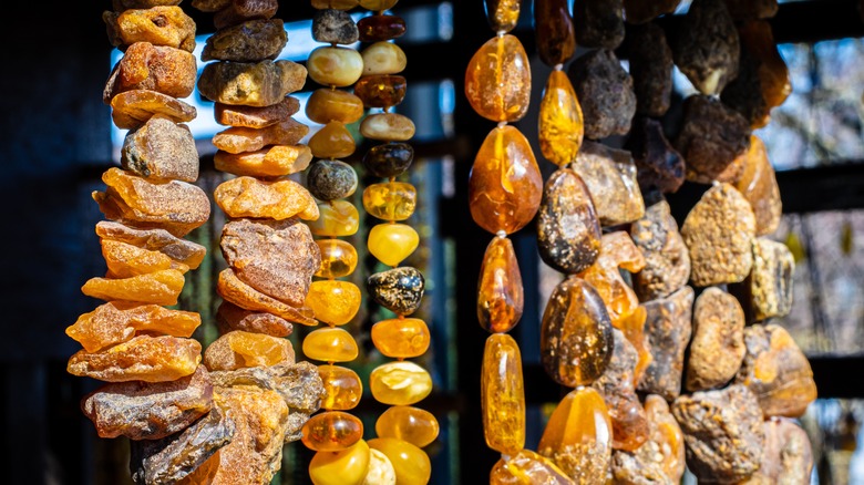 hanging amber stones