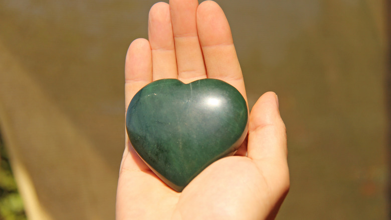 Tumbled jade stone heart shape