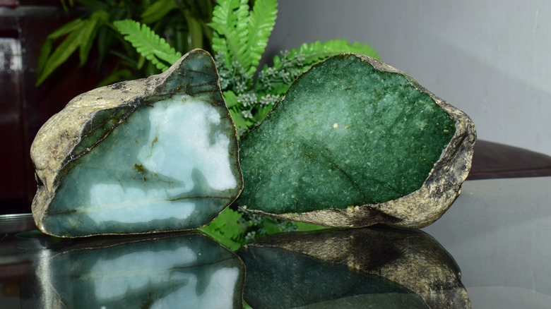 Raw natural green jade stone