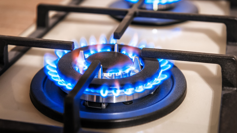 Closeup of gas stove burner