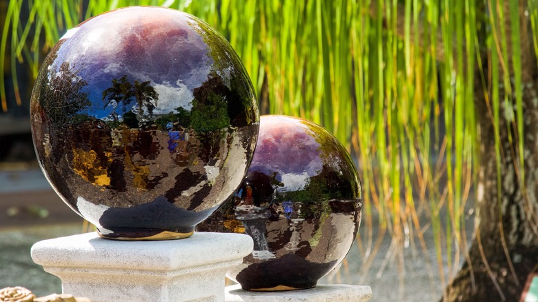 Gazing ball in garden