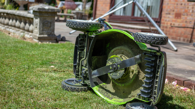 underside of lawn mower