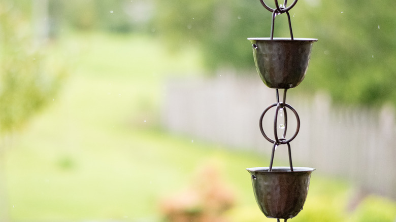 Up close image of rain chain